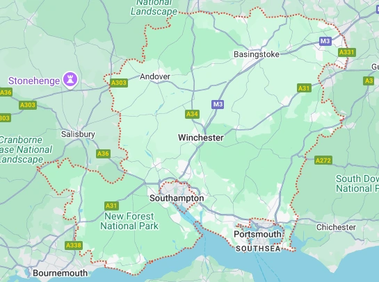 Hampshire map - no win no fee solicitors and claims